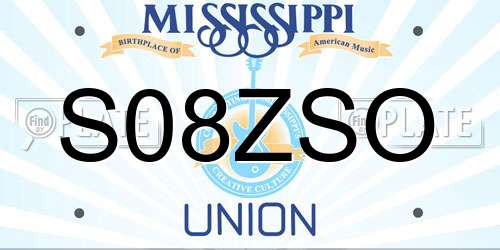 S08ZSO Mississippi License Plate