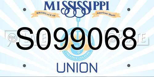 S099068 Mississippi License Plate