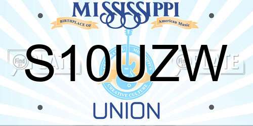 S10UZW Mississippi License Plate