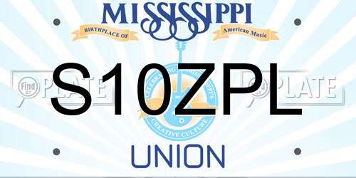 S10ZPL Mississippi License Plate