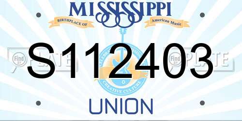 S112403 Mississippi License Plate