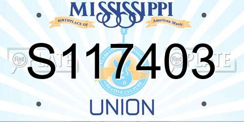 S117403 Mississippi License Plate