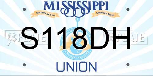 S118DH Mississippi License Plate