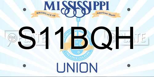 S11BQH Mississippi License Plate