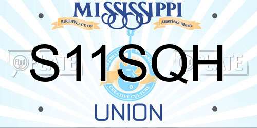 S11SQH Mississippi License Plate