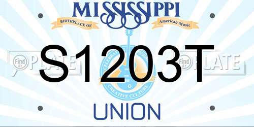 S1203T Mississippi License Plate