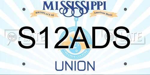 S12ADS Mississippi License Plate