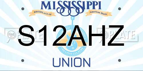 S12AHZ Mississippi License Plate