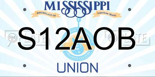 S12AOB Mississippi License Plate