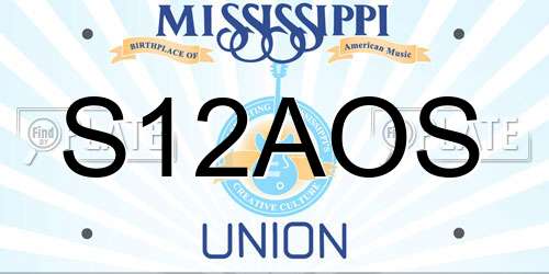 S12AOS Mississippi License Plate