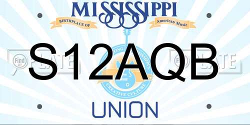 S12AQB Mississippi License Plate