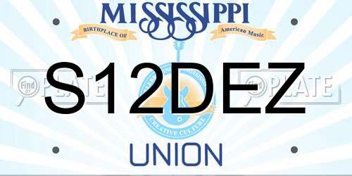 S12DEZ Mississippi License Plate