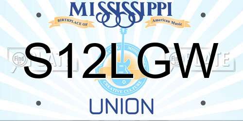 S12LGW Mississippi License Plate