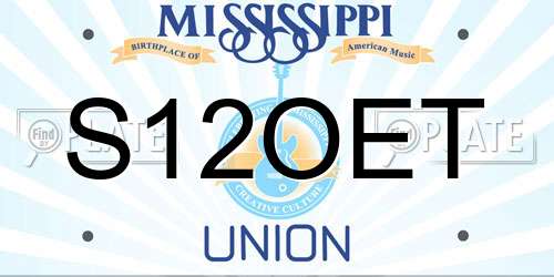 S12OET Mississippi License Plate