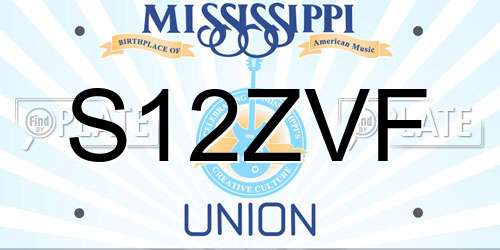 S12ZVF Mississippi License Plate