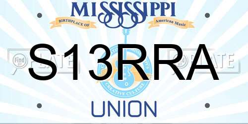 S13RRA Mississippi License Plate