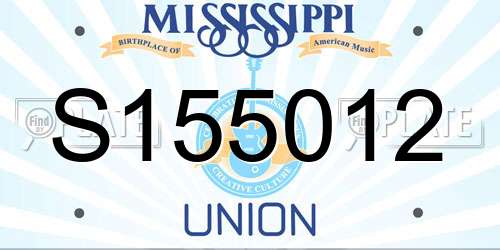 S155012 Mississippi License Plate