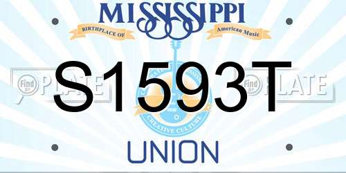 S1593T Mississippi License Plate