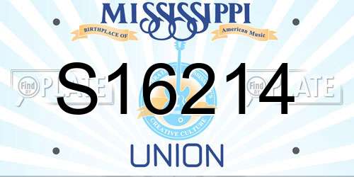 S16214 Mississippi License Plate