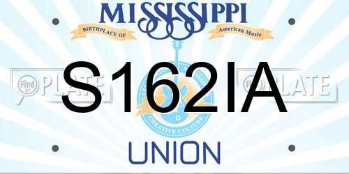 S162IA Mississippi License Plate