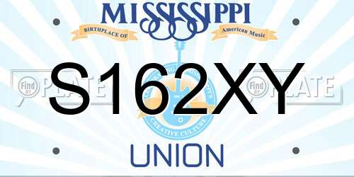 S162XY Mississippi License Plate