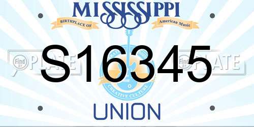 S16345 Mississippi License Plate
