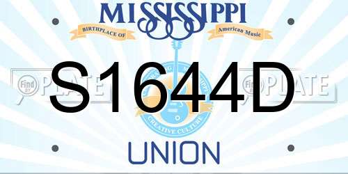 S1644D Mississippi License Plate