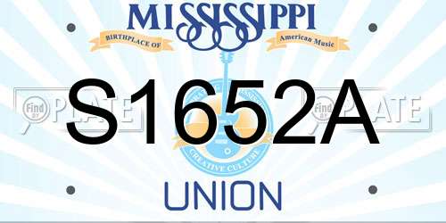 S1652A Mississippi License Plate