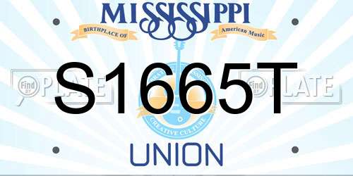 S1665T Mississippi License Plate