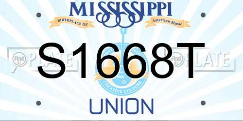 S1668T Mississippi License Plate