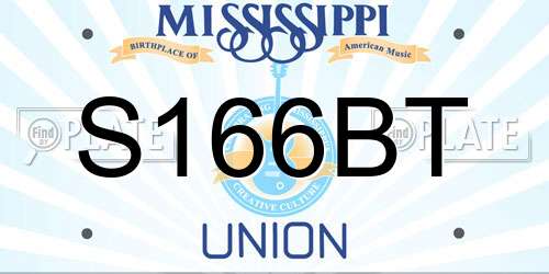S166BT Mississippi License Plate