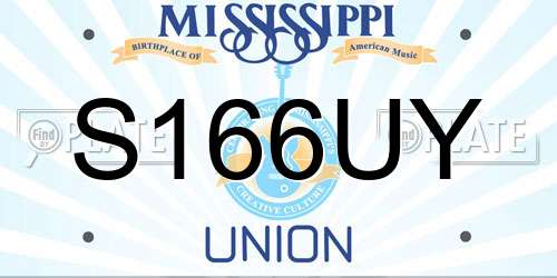 S166UY Mississippi License Plate