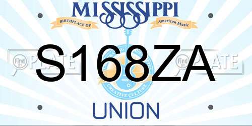 S168ZA Mississippi License Plate