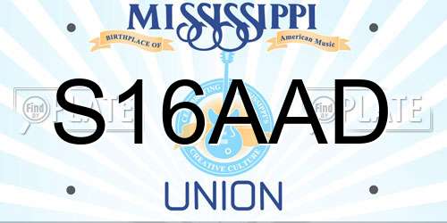 S16AAD Mississippi License Plate
