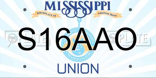 S16AAO Mississippi License Plate