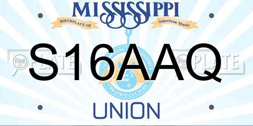 S16AAQ Mississippi License Plate