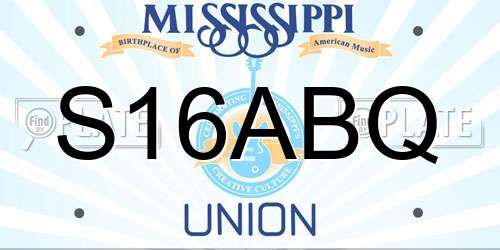 S16ABQ Mississippi License Plate