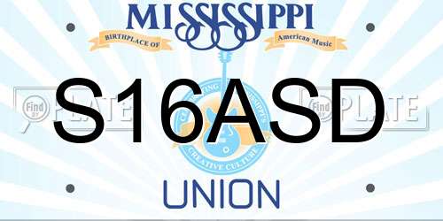 S16ASD Mississippi License Plate