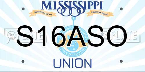 S16ASO Mississippi License Plate
