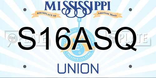 S16ASQ Mississippi License Plate