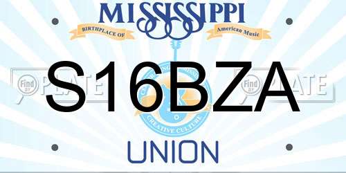 S16BZA Mississippi License Plate