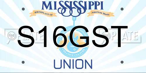 S16GST Mississippi License Plate