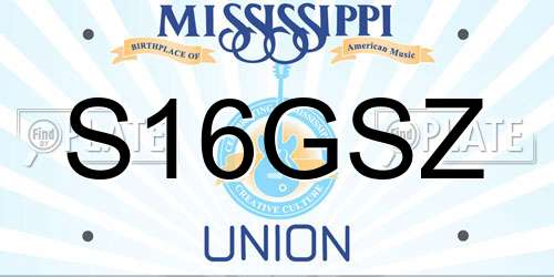 S16GSZ Mississippi License Plate