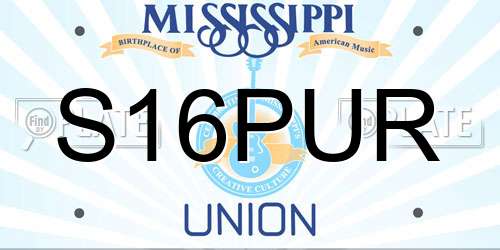 S16PUR Mississippi License Plate
