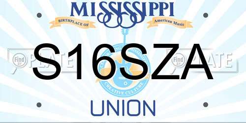 S16SZA Mississippi License Plate