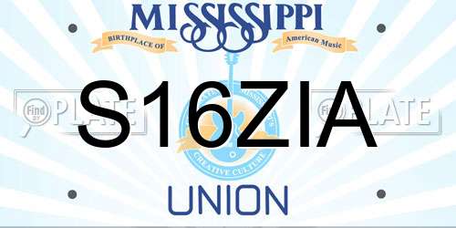S16ZIA Mississippi License Plate