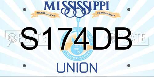 S174DB Mississippi License Plate