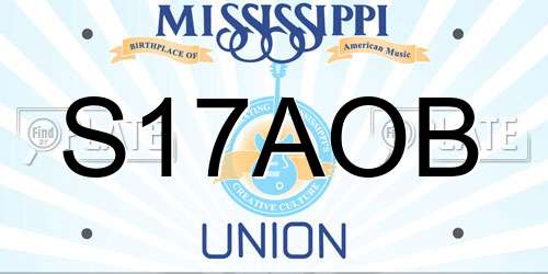 S17AOB Mississippi License Plate