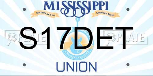 S17DET Mississippi License Plate