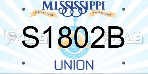 S1802B Mississippi License Plate